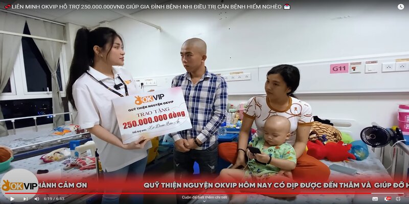 Liên minh Okvip hỗ trợ 250 triệu đồng cho Gia đình bệnh nhi